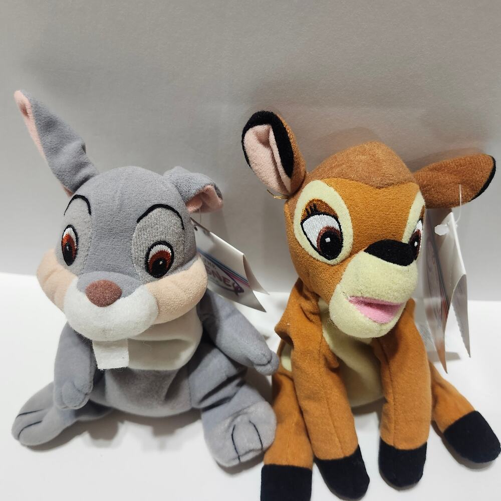 Disney Store Bambi & Thumper Mini Bean Bag Plush Lot Original Tags